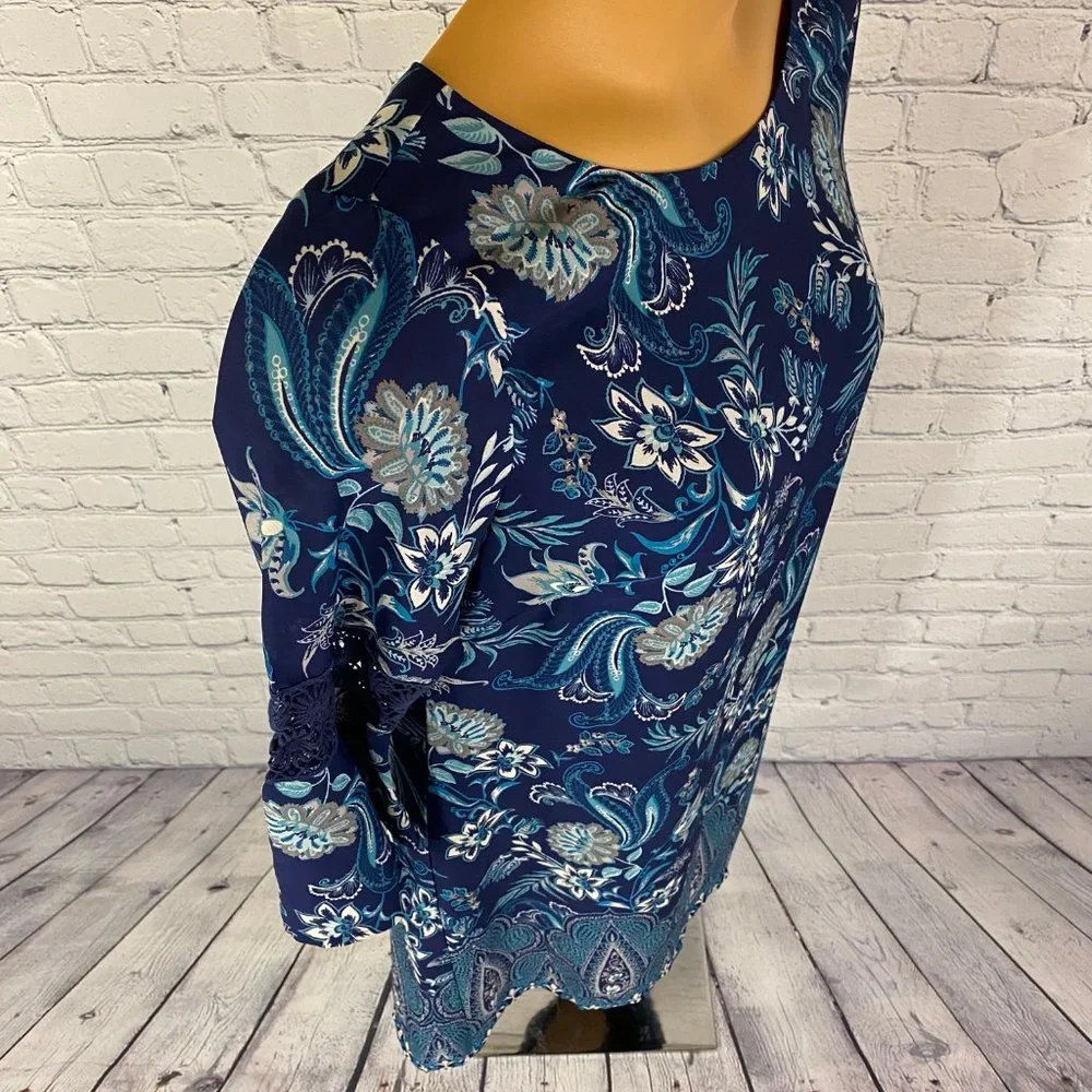 Luxology Blue Boho Floral  Paisley  Shift  Dress - Picture 4 of 8